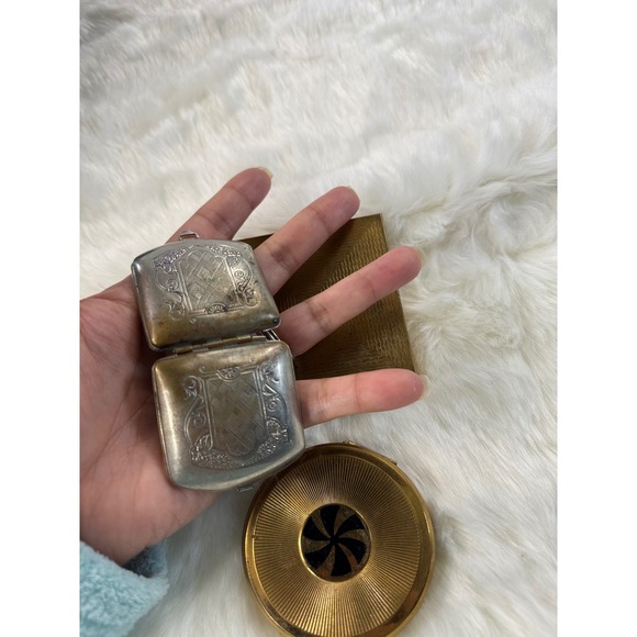 Vintage Vanity Set Compact Purse Mirror Case Etui Jewelry Holder Collection - Picture 7 of 14
